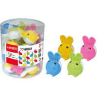 Точилка пласт. с контейнером  1 отв. "Зайчик"