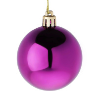 Набор елочных шаров 6 см, 6 шт., маджента, пластик