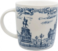 Кружка сувенирная 350 мл  "Исаакиевский собор" фарфор синий рисунок