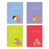 Блокнот А7  50л гребень "Капибарчики" клетка, ВД-лак