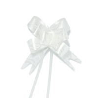 Бант подарочный затягивающийся   4см*10мм, 20см, рисунок ассорти, БЕЛЫЙ10шт/уп