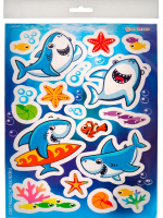 Наклейки детские светящиейся 19,5*29,5см "Акулы"