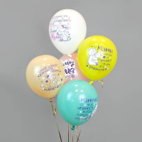 Шар12'' Пастель шелк рис. 1ст. 2цв. Мама! 5 дизайнов (25 шт./уп.) /БК