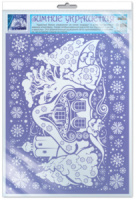 Витражная наклейка 30*40см "Зимний Рождественский дом" белила, многоразовая, европодвес