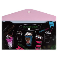 Конверт на кнопке  с рисунком 260*140мм, Коктейли