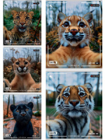 Тетрадь А5 48л кл. Проф-Пресс "Селфи диких кошек" твин-лак., 5диз.в спайке