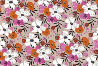 Бумага упаковочная 70*100см  "Цветы" сложенная в пакет с европодвесом