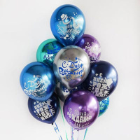 Шар с рисунком 12"  С Днем рождения Хром, мужской 30 см 25 шт. в уп.