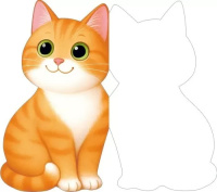 Открытка фигурная б/т "Котик" персиковый