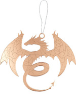 Подвесное украшение 10см "Зеркальный дракон" золото, акрил