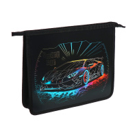 Папка д/тетрад. А5 (240*205*40) 1отд. молния сверху, пластик, фольга "Smart car"