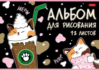 Альбом А4 12л скоба "Мяу-Котики" тиснение, пл. 100 г/м*