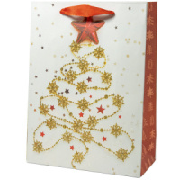 Пакет подар. бум. новогодн. 18*23*10см 210гр/м "Подарки" 4 дизайна, глиттер, 1 дизайн в упаковке