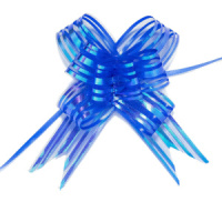 Бант подарочный затягивающийся  10см*30мм, 46см с органзой и перламутром, СИНИЙ 10шт/уп