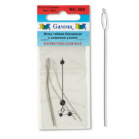 Иглы гибкие бисерные с бол. ушком d=0.35 мм, 5 шт