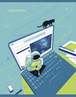 Тетрадь А5 48л кл. Альфа-Тренд "Космонавт" твин УФ-лак, белизна 100%