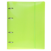 Тетрадь А5 120л кл. на кольцах Hatber "Line neon. Зеленая" пластиковая обложка на резинке