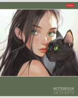Тетрадь А5 48л кл. Hatber "Cats and girls" софт-тач, 5диз.в спайке