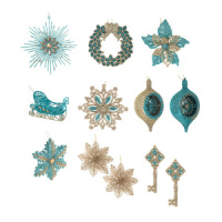 Подвесное украшение 10-22см "Бирюзовый абсент" пластик, 9 дизайнов, золото/бирюзовый