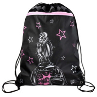 Мешок для обуви 1 отд, 360*480, карман, светоотр. "Девочка с рюкзаком"