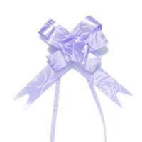 Бант подарочный затягивающийся   4см*10мм, 20см, рисунок ассорти, СИРЕНЕВЫЙ 10шт/уп