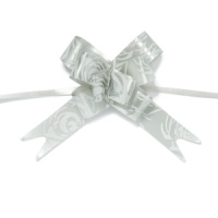 Бант подарочный затягивающийся   4см*10мм, 20см, рисунок ассорти, СЕРЫЙ 10шт/уп