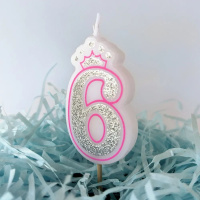 Свеча-цифра "6" Розовая принцесса
