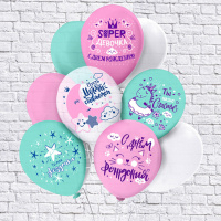 Набор шаров с рисунком 12" Super девочка!  5шт/уп
