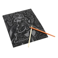 Гравюра 18*24см серебро/светится в темноте "Геншин" 3+