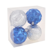 Набор елочных шаров 8 см, 4 шт., серебро, пластик