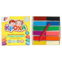 Пластилин 12цв 198гр. Кроха, мягкий, карт.упак., со стеком