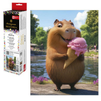 Мозаика алмазная по номерам на холсте (в рулоне) 20*25см "Капибара с мороженым"