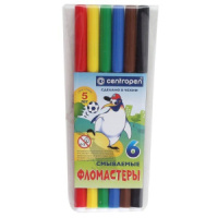 Фломастеры   6цв "Centropen. Пингвины", мягк.блистер европодвес