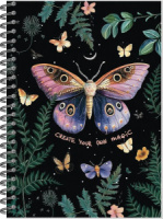 Скетчбук А5  60л., гребень, 100гр/м2 "Волшебный лес. Ночные мотыльки" тв.обл.