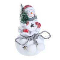 Сувенир новогодний "Снеговик" 14см , с LED подсветкой , керамика
