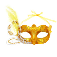 Карнавальная маска 18см, ассорти, блестки, перья