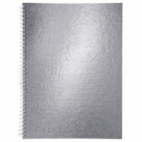 Тетрадь А4  96л кл. гребень бумвинил Hatber "METALLIC Серебро"