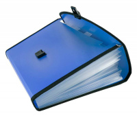 Портфель 13 отд. с ручкой и замком с окантовкой, синяя