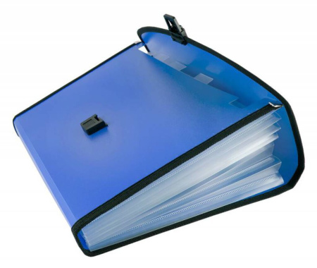 Портфель 13 отд. с ручкой и замком с окантовкой, синяя