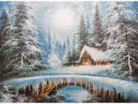 Живопись по номерам с акрилом 30*40см "Замерзший мост"