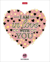 Тетрадь А5 48л кл. Hatber "LOVE" 5 диз.в спайке, мат.лам., 3Dфольга, бел.100%