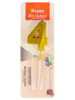 Свеча-цифра "4" Золотой стиль