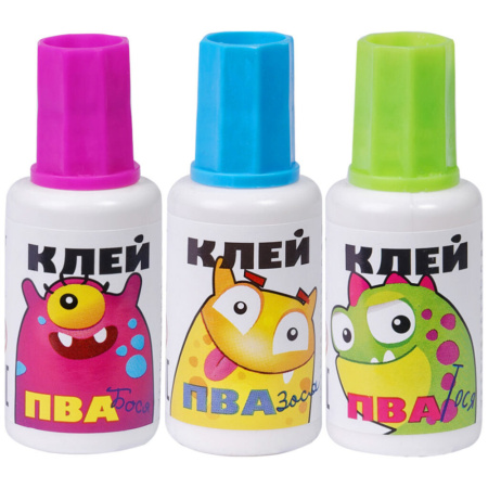 Клей ПВА  20гр. Канцелярский, с кисточкой (Тося, Бося, Зося)