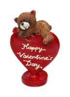 Статуэтки "Мишка с розой  на сердечке"