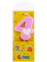 Свеча-цифра "4" с сердечком