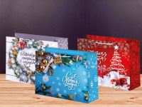 Пакет подар. бум. новогодн. 26*32*13см 157 гр/м "Подарок" ассорти