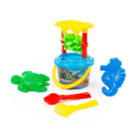 Набор игрушек. Мельница, ситичко, ведро 1л, совок 18см, грабельки 18см, формочки 2 шт
