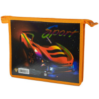 Папка д/тетрад. А5 (230*190*50) 1отд. молния сверху, метализир.картон "Молния"