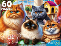 Пазлы   60 элементов  237*330мм. "Селфи красивых котов"