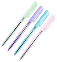 Ручка шар. Deli Arrow  синяя, 0,7мм, прозрачный корпус ассорти